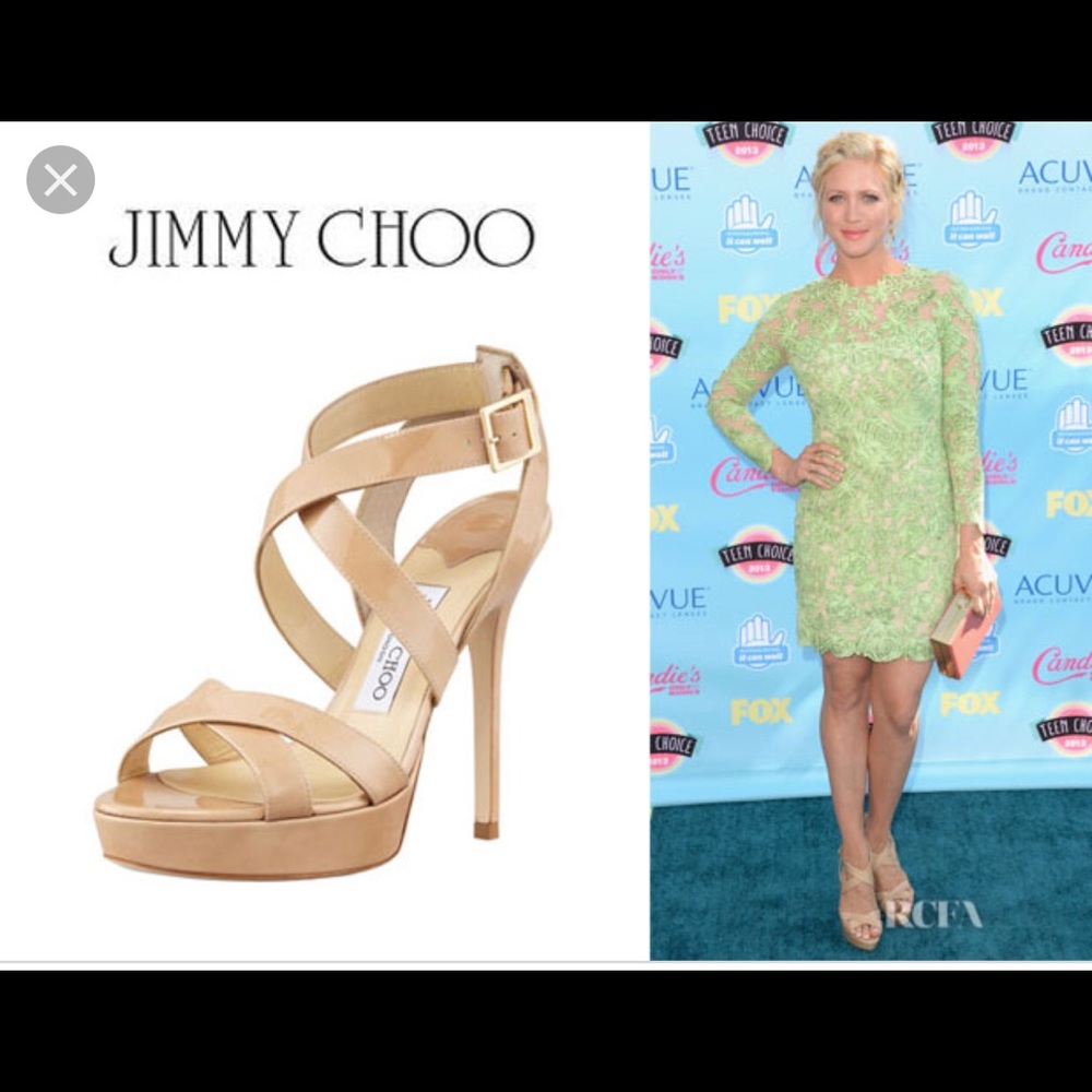 Jimmy Choo
Vamp Crisscross Platform Sandal, Nude